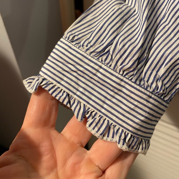 Crown & Ivy blue/ white striped top with ruffles - Picture 5 of 7